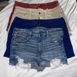 BUNDLE OF 4 American Eagle Outfitters Women's  Shorts - Blue, Red, Beige 10/12